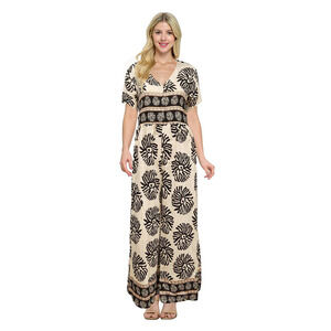 25199 Blk Yak & Yeti Ruffled Causal Jumpsuit Printed Various Sizes